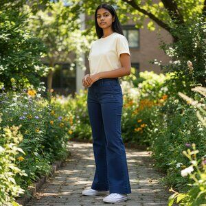 ABERCROMBIE & FITCH Girls' Flare Leg‎ Low-Rise Chinos Navy | Size 14S